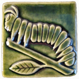 Caterpillar 4"x4" Ceramic Handmade Tile - Leaf Green