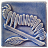 Caterpillar 4"x4" Ceramic Handmade Tile - watercolor blue glaze