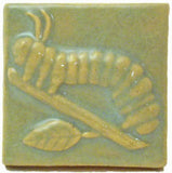 Caterpillar 2"x2" Ceramic Handmade Tile - Celadon Glaze