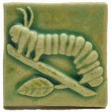 Caterpillar 2"x2" Ceramic Handmade Tile - Spearmint Glaze