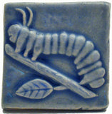 Caterpillar 2"x2" Ceramic Handmade Tile - Watercolor Blue Glaze