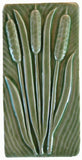 Cattails 3"x6" Ceramic Handmade Tile - Spearmint Glaze