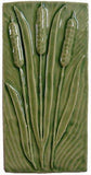 Cattails 4"x8" Ceramic Handmade Tile - Spearmint Glaze