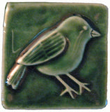 Chickadee 3x3 Handmade Ceramic Tile - Leaf Green Glaze