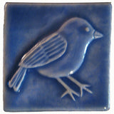 Chickadee 3x3 Handmade Ceramic Tile - Watercolor Blue Glaze