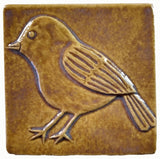 Chickadee facing left 4"x4" Ceramic Handmade Tile - Honey Glaze
