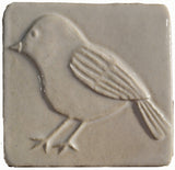 Chickadee facing left 4"x4" Ceramic Handmade Tile - white Glaze