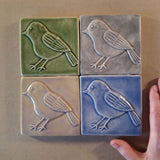 Chickadee facing left 4"x4" Ceramic Handmade Tile - multi Glaze