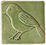 Chickadee facing left 4"x4" Ceramic Handmade Tile - Spearmint Glaze