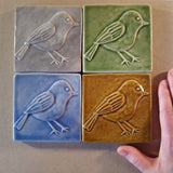Chickadee 4"x4" Ceramic Handmade Tile - multi glaze