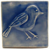 Chickadee 4"x4" Ceramic Handmade Tile - Watercolor Blue