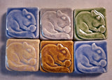 Chipmunk 2"x2" Ceramic Handmade Tile - multi glaze
