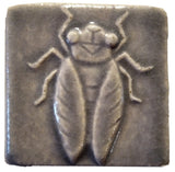 Cicada 2"x2" Ceramic Handmade Tile - Gray Glaze