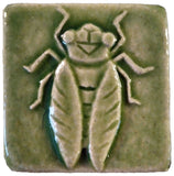 Cicada 2"x2" Ceramic Handmade Tile - spearmint Glaze