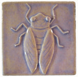 Cicada 4"x4" Ceramic Handmade Tile - Hyacinth Glaze