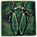 Cicada 4"x4" Ceramic Handmade Tile - Leaf Green Glaze
