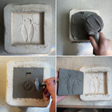 Cicada 4"x4" Ceramic Handmade Tile - Process Photo