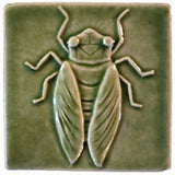 Cicada 4"x4" Ceramic Handmade Tile - Spearmint Glaze