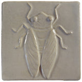 Cicada 4"x4" Ceramic Handmade Tile - White Glaze
