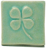 Four Leafed Clover 2"x2" Ceramic Handmade Tile - Pacific Blue Glaze