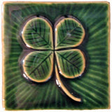 Clover 4"x4" Ceramic Handmade Tile - Leaf Green Glaze