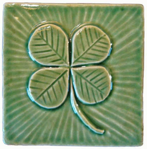 Clover 4"x4" Ceramic Handmade Tile - Spearmint Glaze