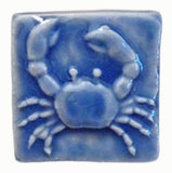 Crab 2"x2" Ceramic Handmade Tile - Watercolor Blue Glaze