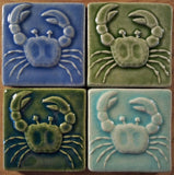 Crab 3"x3" Ceramic Handmade Tile - multi glaze grouping