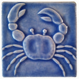 Crab 4"x4" Ceramic Handmade Tile - Watercolor Blue Glaze