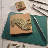 Crow 4"x4" Ceramic Handmade Tile - sculpting process