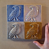 Crow 4"x4" Ceramic Handmade Tile - multi glaze
