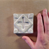 Cut out Cross 3"x3" Ceramic Handmade Tile - White Glaze size reference