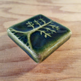 Cypress 2"x2" Ceramic Handmade Tile - Leaf Green Glaze edge detail