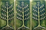 Cypress 3"x6" Ceramic Handmade Tile - Leaf Green Glaze Grouping