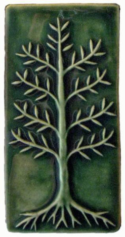Cypress 3"x6" Ceramic Handmade Tile - Leaf Green Glaze