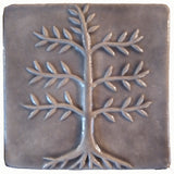 Cypress Tree 4"x4" Ceramic Handmade Tile - Gray Glaze
