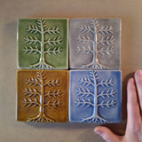 Cypress Tree 4"x4" Ceramic Handmade Tile - Multi Glaze