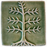 Cypress Tree 4"x4" Ceramic Handmade Tile - Spearmint Glaze