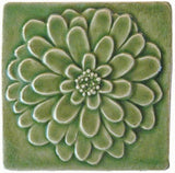 Dahlia 4"x4" Ceramic Handmade Tile - Spearmint Glaze