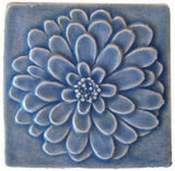 Dahlia 4"x4" Ceramic Handmade Tile - Watercolor Blue Glaze
