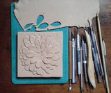 Dahlia 4"x4" Ceramic Handmade Tile - Sculpting Photo