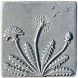 Dandelion 4"x4" Ceramic Handmade Tile - gray glaze
