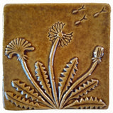 Dandelion 4"x4" Ceramic Handmade Tile - Honey glaze