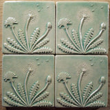 Dandelion 4"x4" Ceramic Handmade Tile - pacific blue glaze grouping