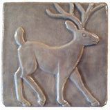 4"x4" Deer Ceramic Handmade Tiles - Gray Glaze