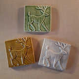 Deer 4"x4" Ceramic Handmade Tile - multi Glaze