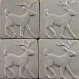 Deer 4"x4" Ceramic Handmade Tile - White Glaze Grouping