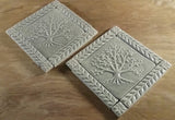 6"x6" Tree of Life Ceramic Handmade Tiles With 1" Border - Gray Glaze Grouping