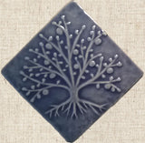 Diagonal Tree Of Life 4x4 - Watercolor Blue Glaze