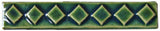 Diamonds 1"x6" Border Ceramic Handmade Tile - Leaf Green Glaze